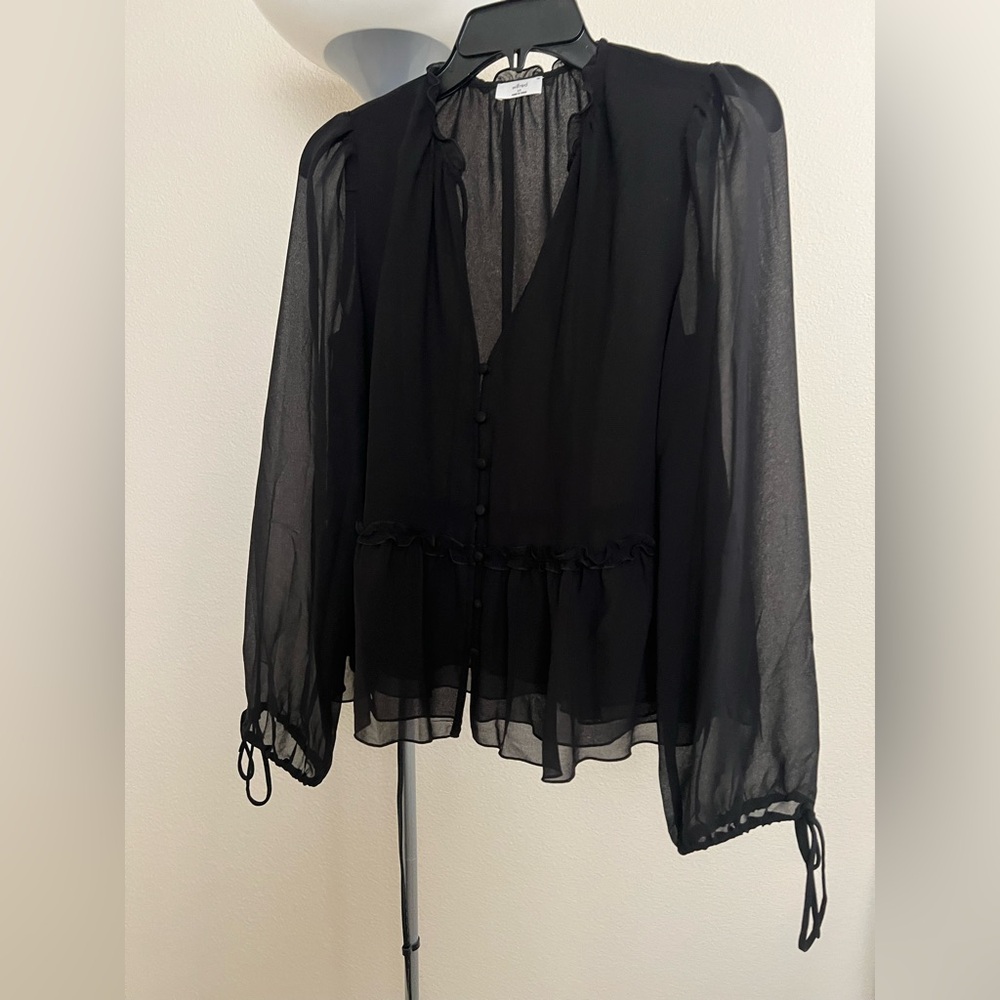Aritzia Sheer Black Blouse - Picture 11 of 15
